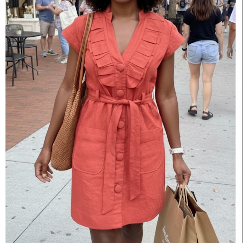 Anthro’s tabitha belted ruffle button jacket